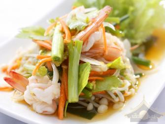 ยำเห็ดเข็มทองกุ้งสด